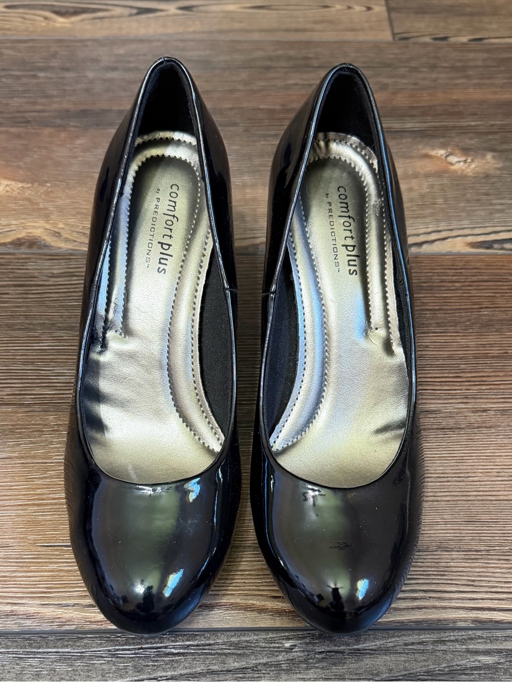 Comfort Plus by Predictions Black Patent Rounded-Toe Women’s Pumps